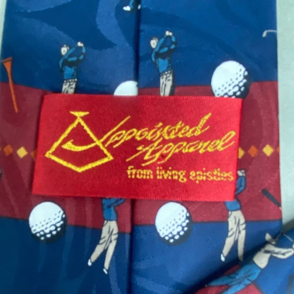 Whole In One Golf-Themed Red‎ BlueSilk Tie By Apostles Apparel Red/Blue 59x4